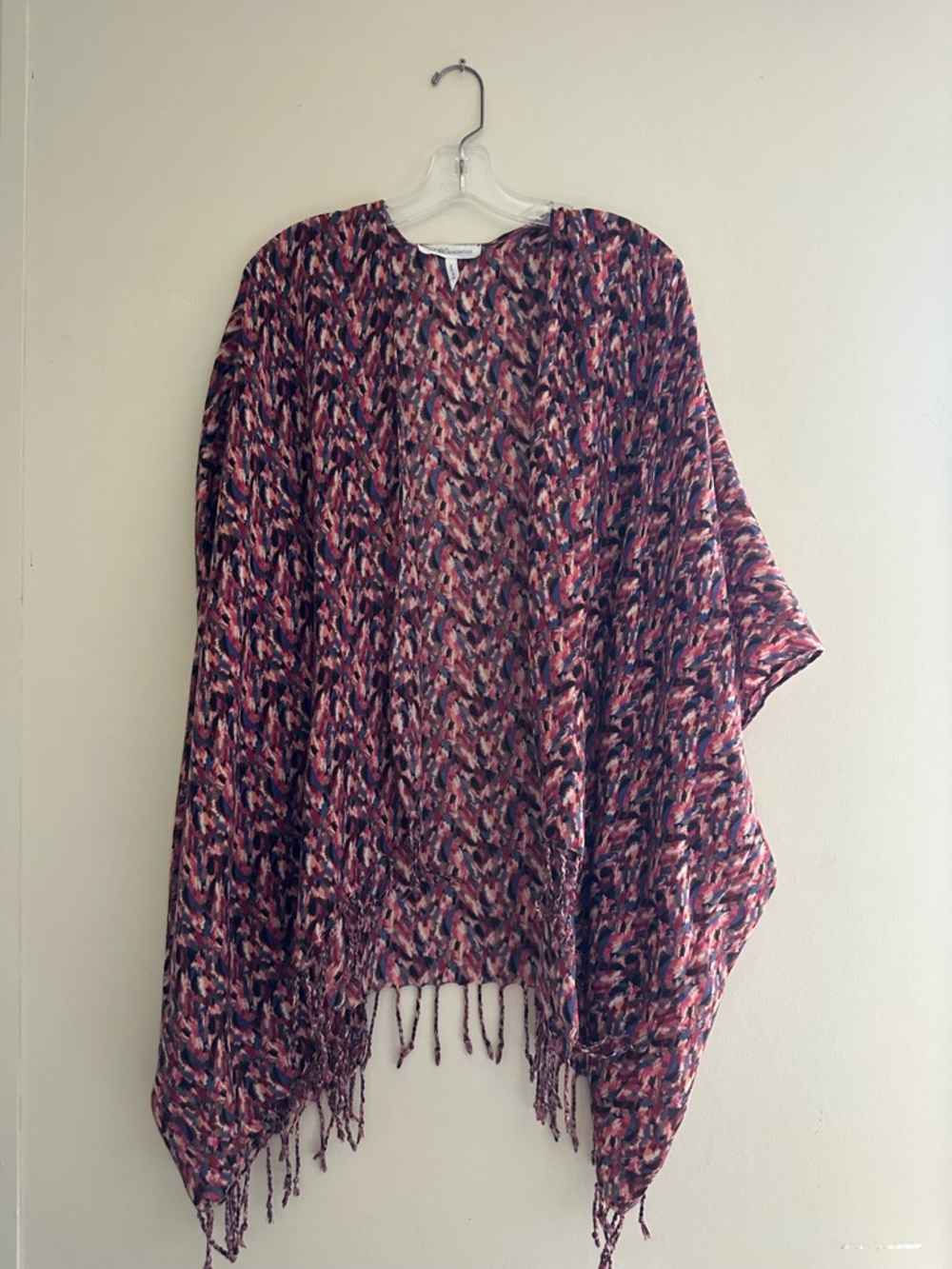 BCBGeneration Multicolor Fringe Kimono in Pink and Black